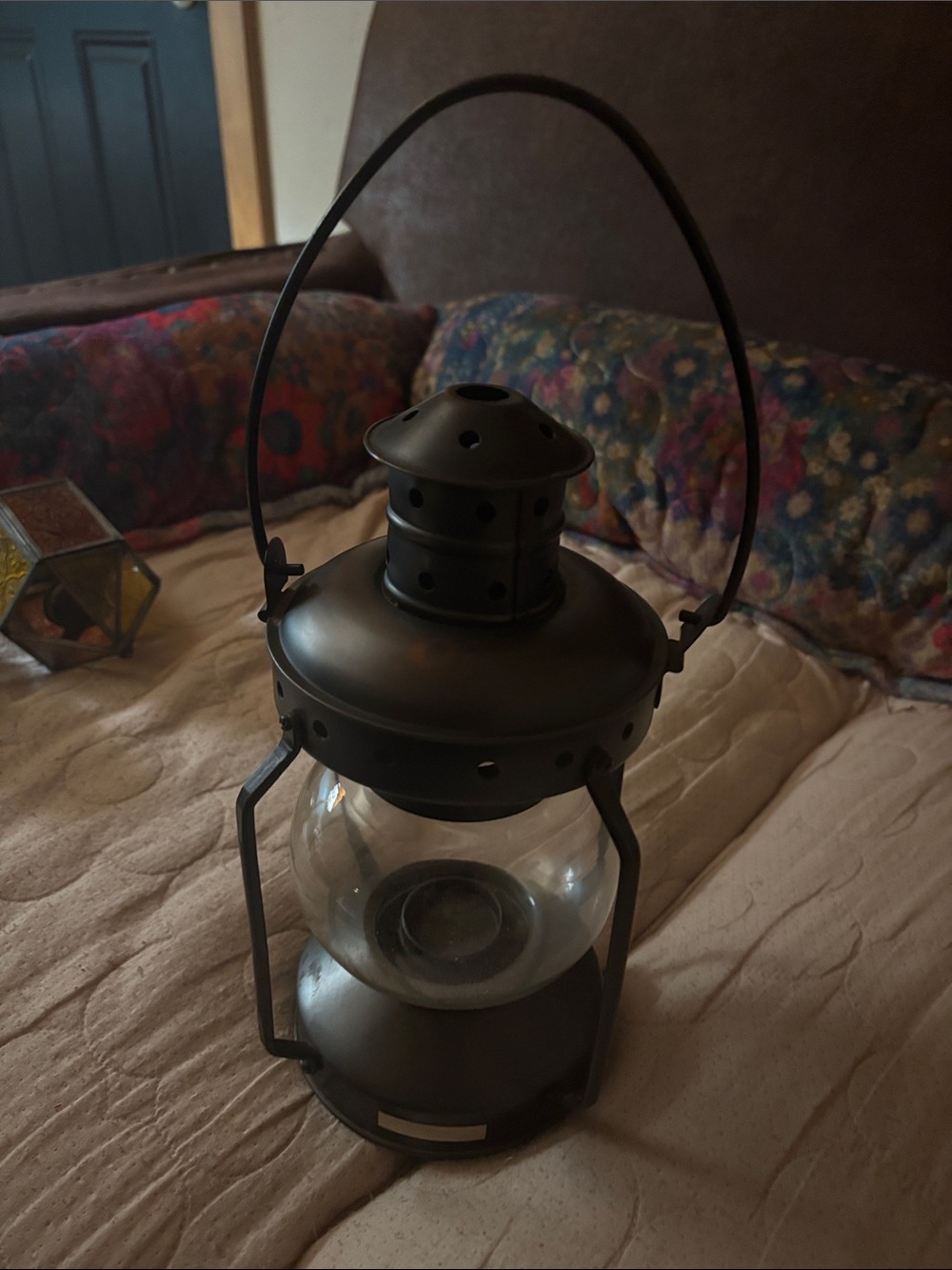 Vintage-Style Black Metal Lantern - Classic Home Accent